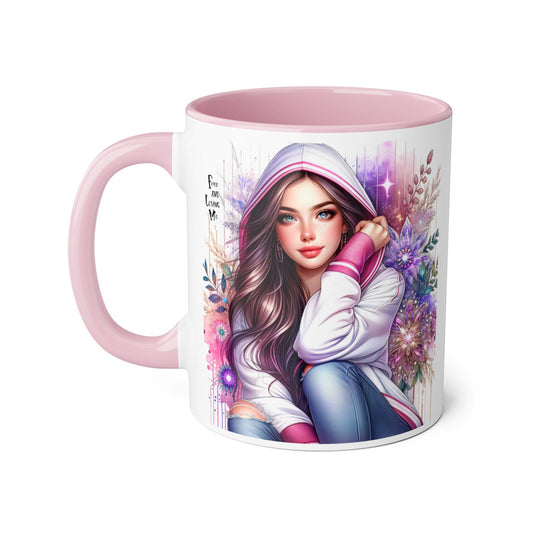 Free and Loving Me Colorful Illustrated Accent Mug for Coffee Lovers, Cute Gift for Friends, Home Decor, Art Mug, Personalized Drinkware, Birthday Present