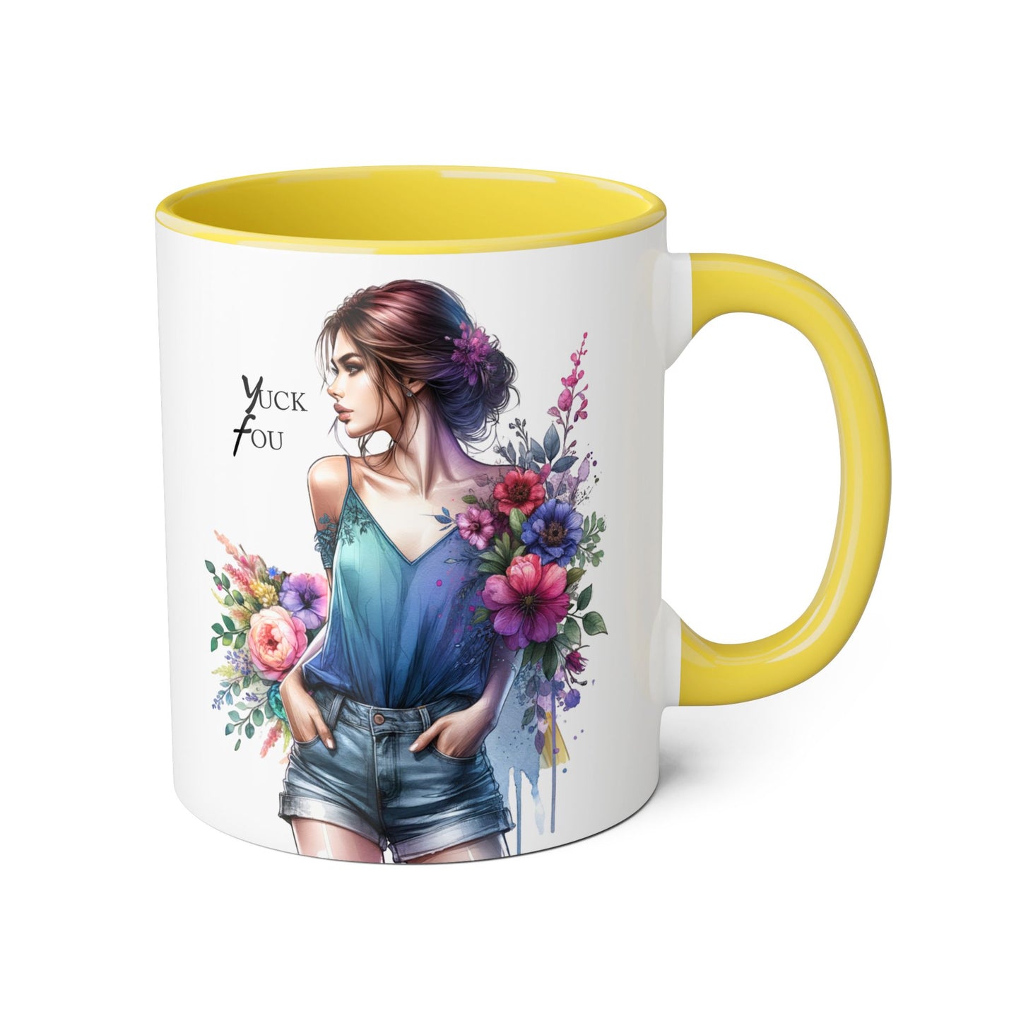 Yuck Fou Floral Art Accent Mug | Stylish Gift for Coffee Lovers, Housewarming, Birthdays, Creative Decor