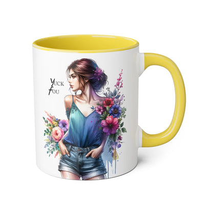 Yuck Fou Floral Art Accent Mug | Stylish Gift for Coffee Lovers, Housewarming, Birthdays, Creative Decor