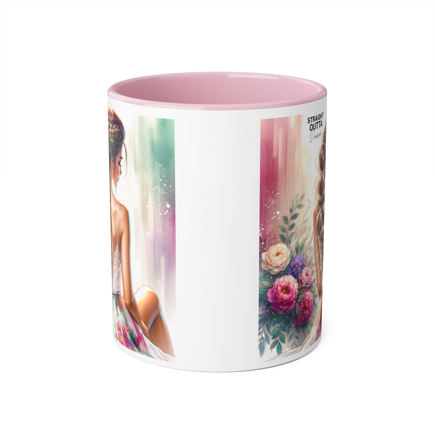 Straight Outta Divorced Humoristic Elegant Floral Accent Mug, Artistic Coffee Cup, Gift for Her, Home Decor, Tea Lover's Mug, Birthday Gift Idea, Wedding Favor