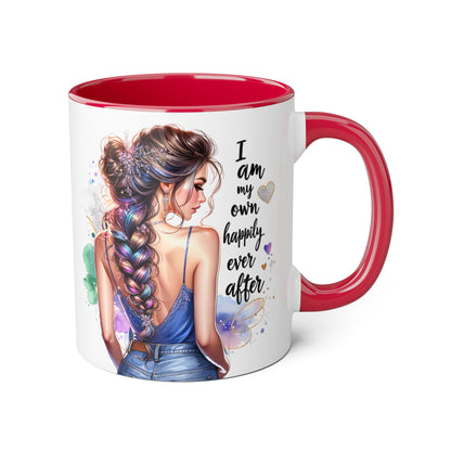 Inspirational Accent Mug - "I Am My Own Happily Ever After" - 11oz Coffee Cup for Self-Love and Empowerment