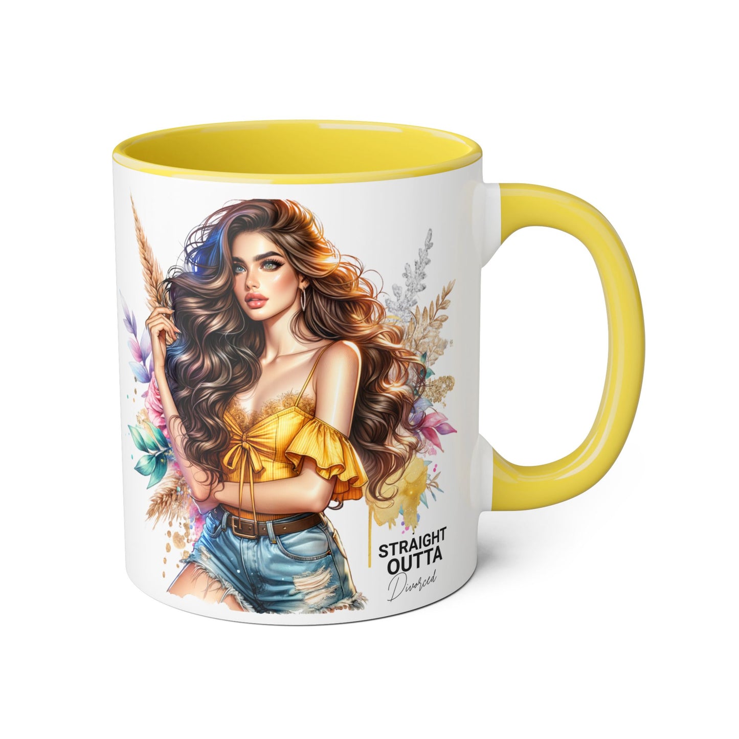 Straight Outta Divorced Humoristic Vibrant Accent Mug for Coffee Lovers, Perfect Gift for Birthdays, Anniversaries, or Home Decor