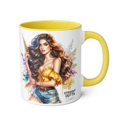 Straight Outta Divorced Humoristic Vibrant Accent Mug for Coffee Lovers, Perfect Gift for Birthdays, Anniversaries, or Home Decor