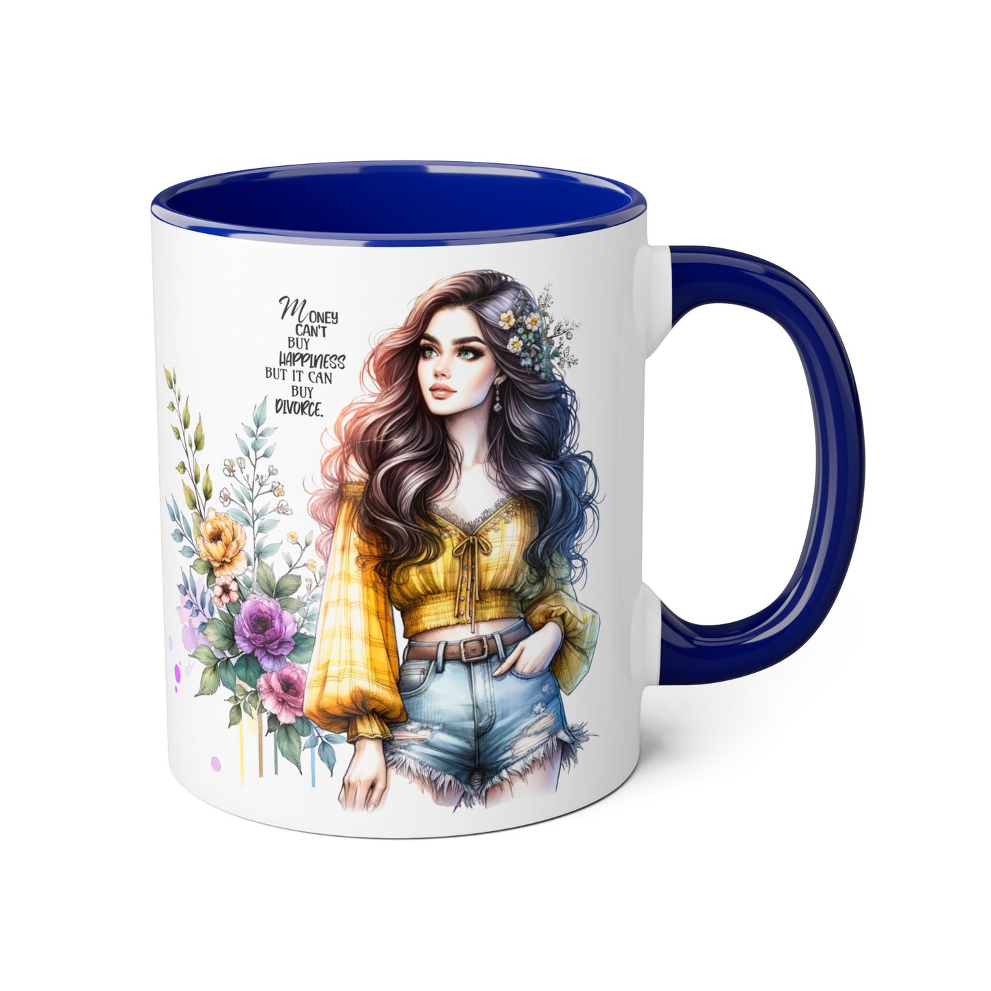 Mug Money Can't Buy Happiness But It Can Buy Divorce Humoristic 11oz Accent Mug