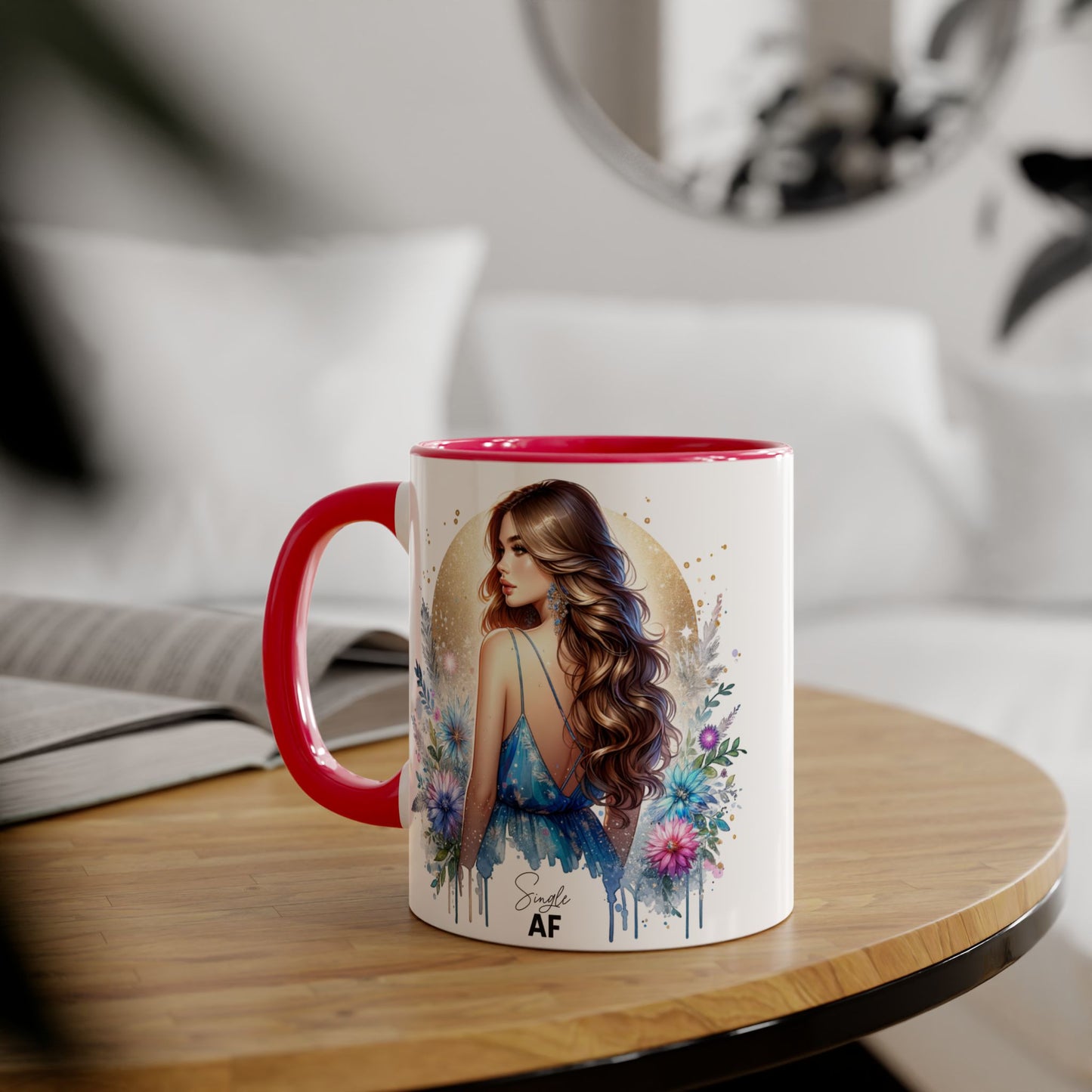Single AF Gorgeous Floral Accent Mug, Perfect for Coffee Lovers, Unique Gift for Her, Boho Aesthetic, Personalized Tea Mug, Great for Birthdays