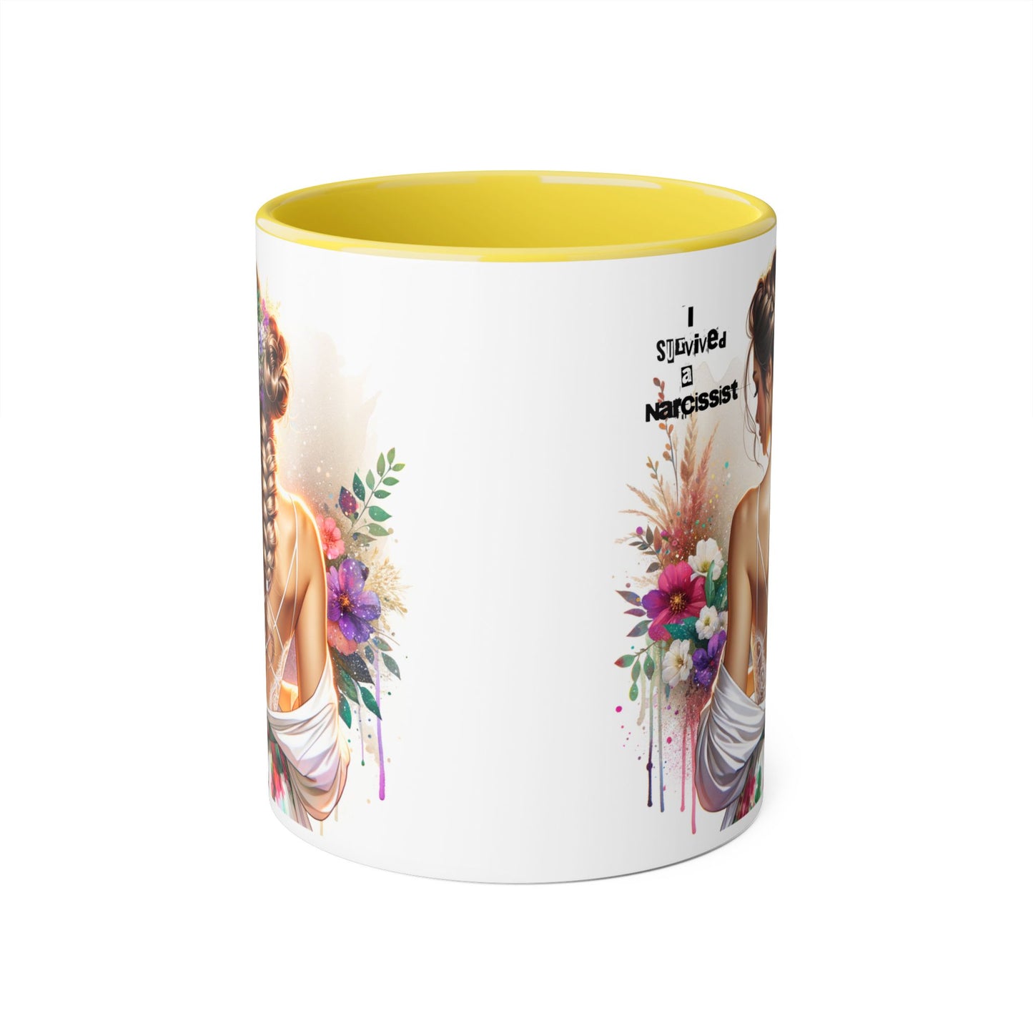Narcissist Accent Mug, Coffee Cup for Self-Love, Gift for Her, Inspirational Mug, Floral Art Ceramic Mug
