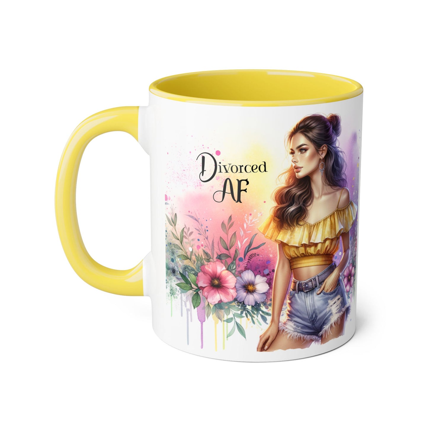 Divorced AF Accent Mug, Floral Coffee Cup, Empowerment Gift, Self-Care Mug, Funny Divorce Coffee Mug, Unique Drinkware