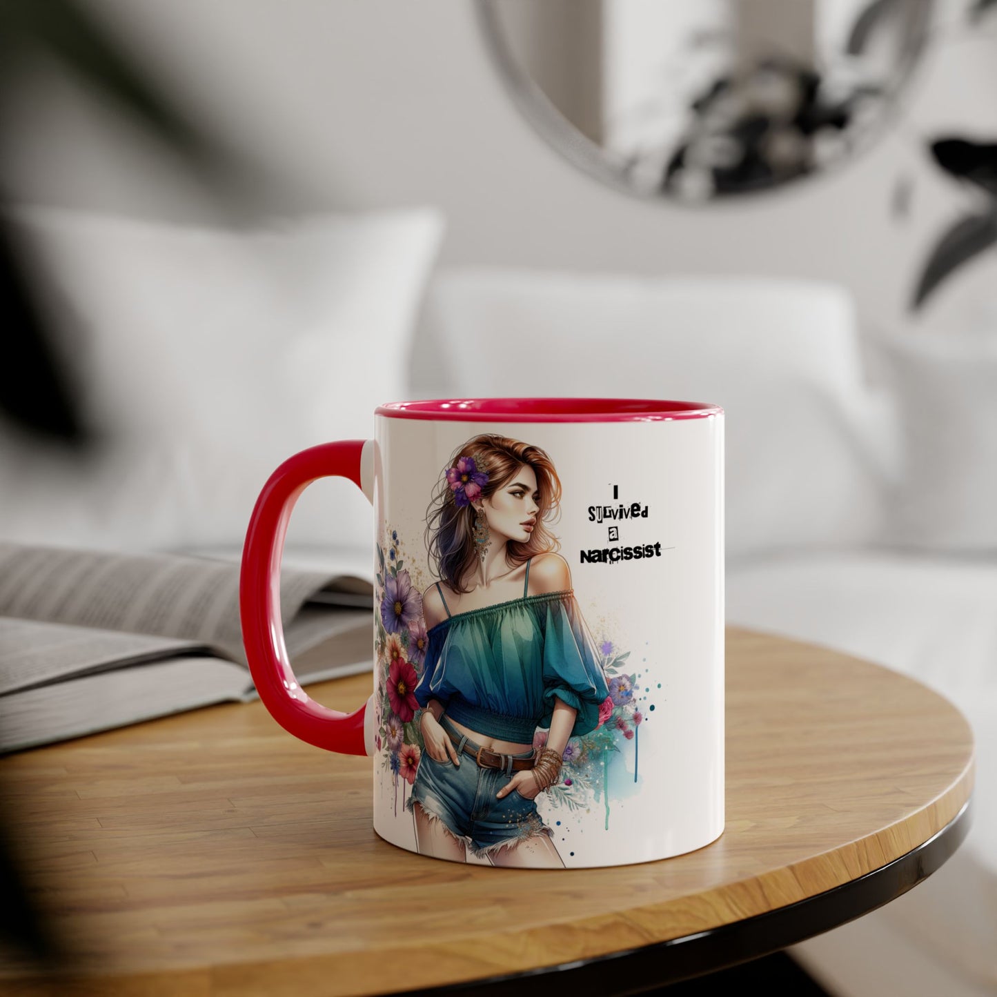 Stylish Floral Accent Mug, Trendy Coffee Cup, Gift for Her, Birthday Mug, Inspirational Drinkware