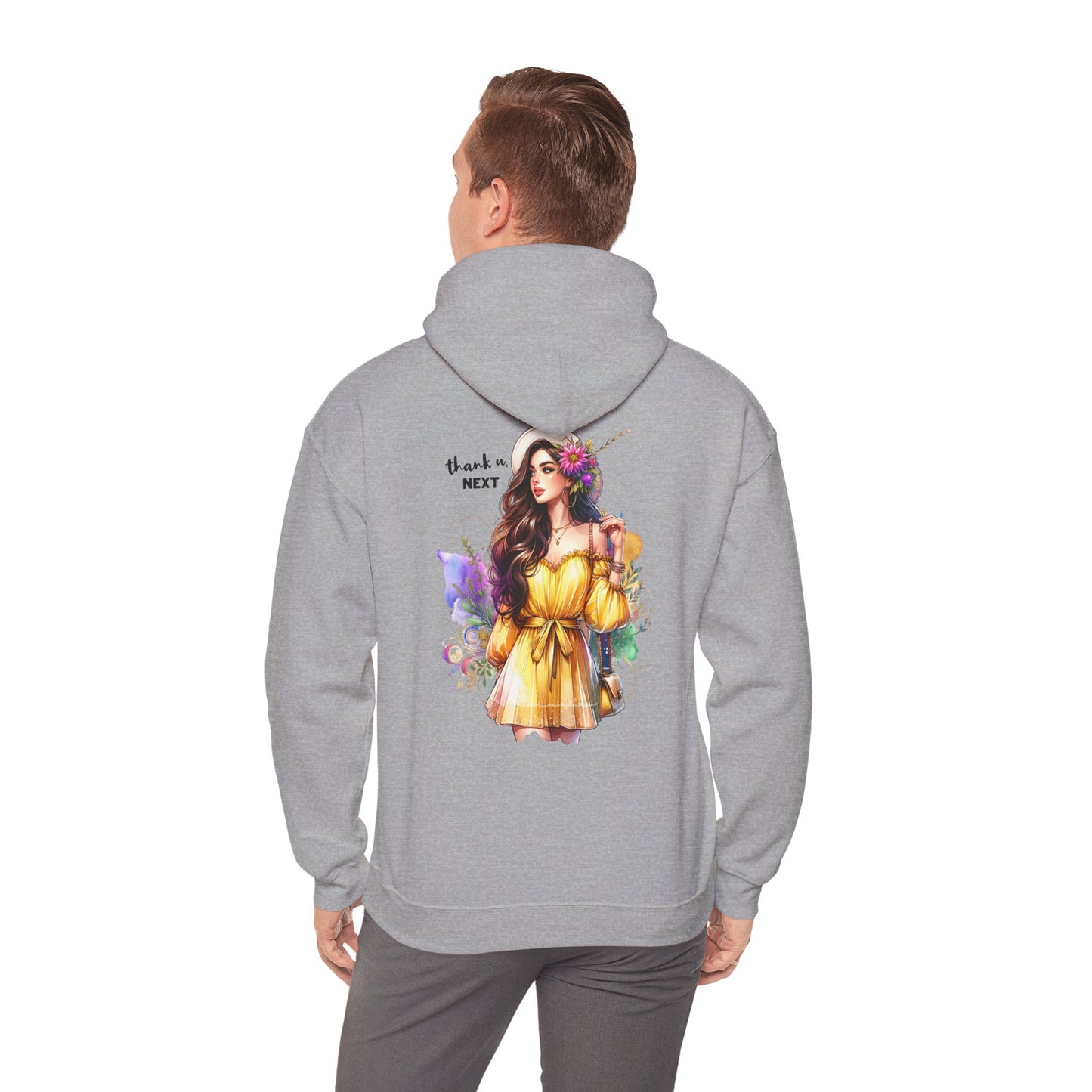 Thank U, Next Whimsical Fairy Art Hooded Sweatshirt, Cozy Apparel, Unique Gift, Casual Wear, Comfortable Layer