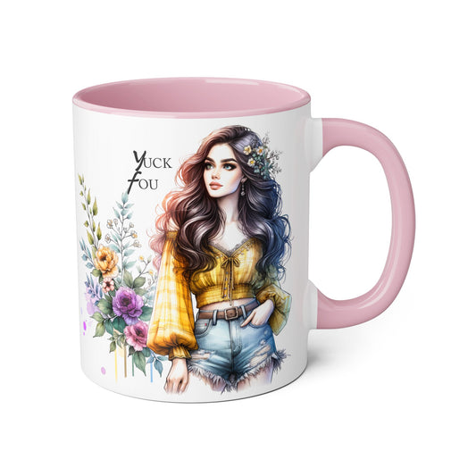 Yuck Fou Bohemian Accent Mug, Floral Coffee Cup, Gift for Her, Home Decor, Artist Mug, Women's Mug, Inspirational Mug