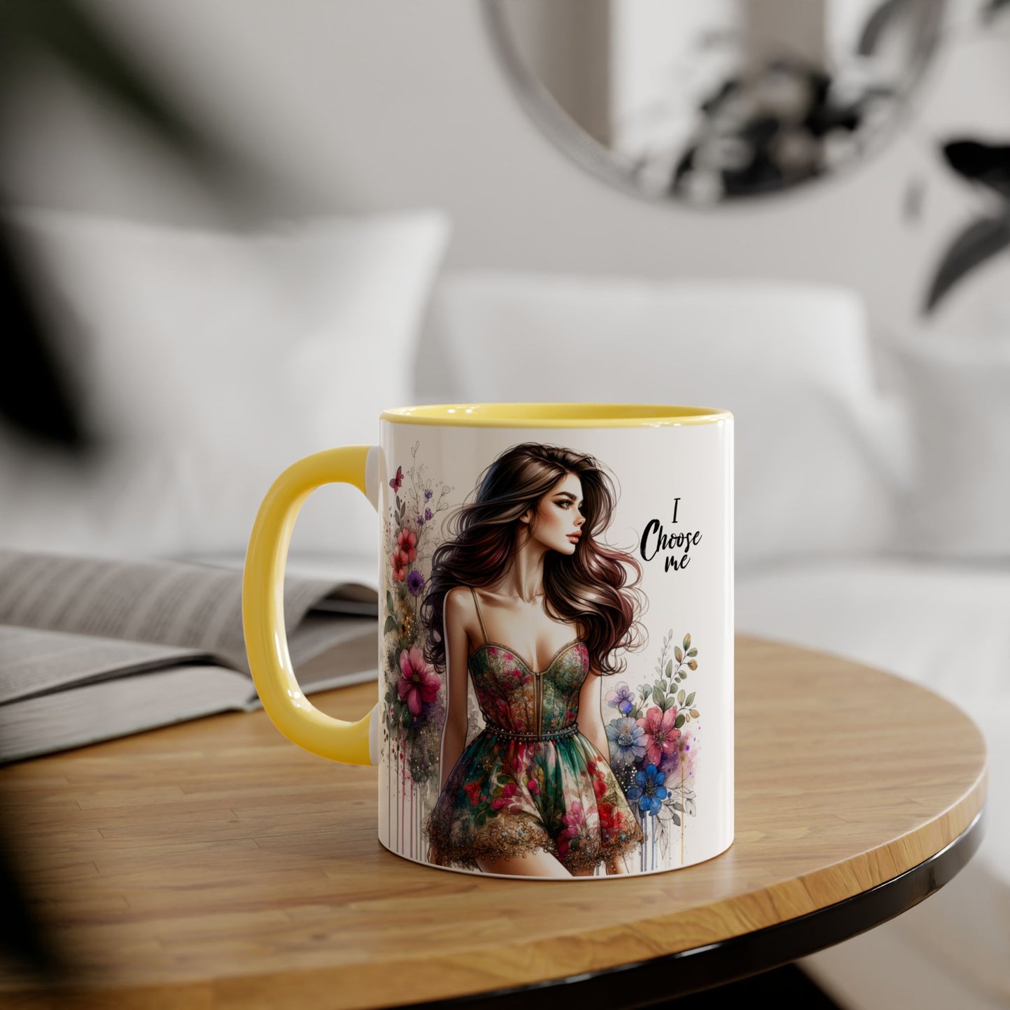 I Choose Me  Floral Accent Mug, 11oz Coffee Cup, Self-Love Gift, Inspirational Drinkware, Unique Home Decor, Feminine Art Mug