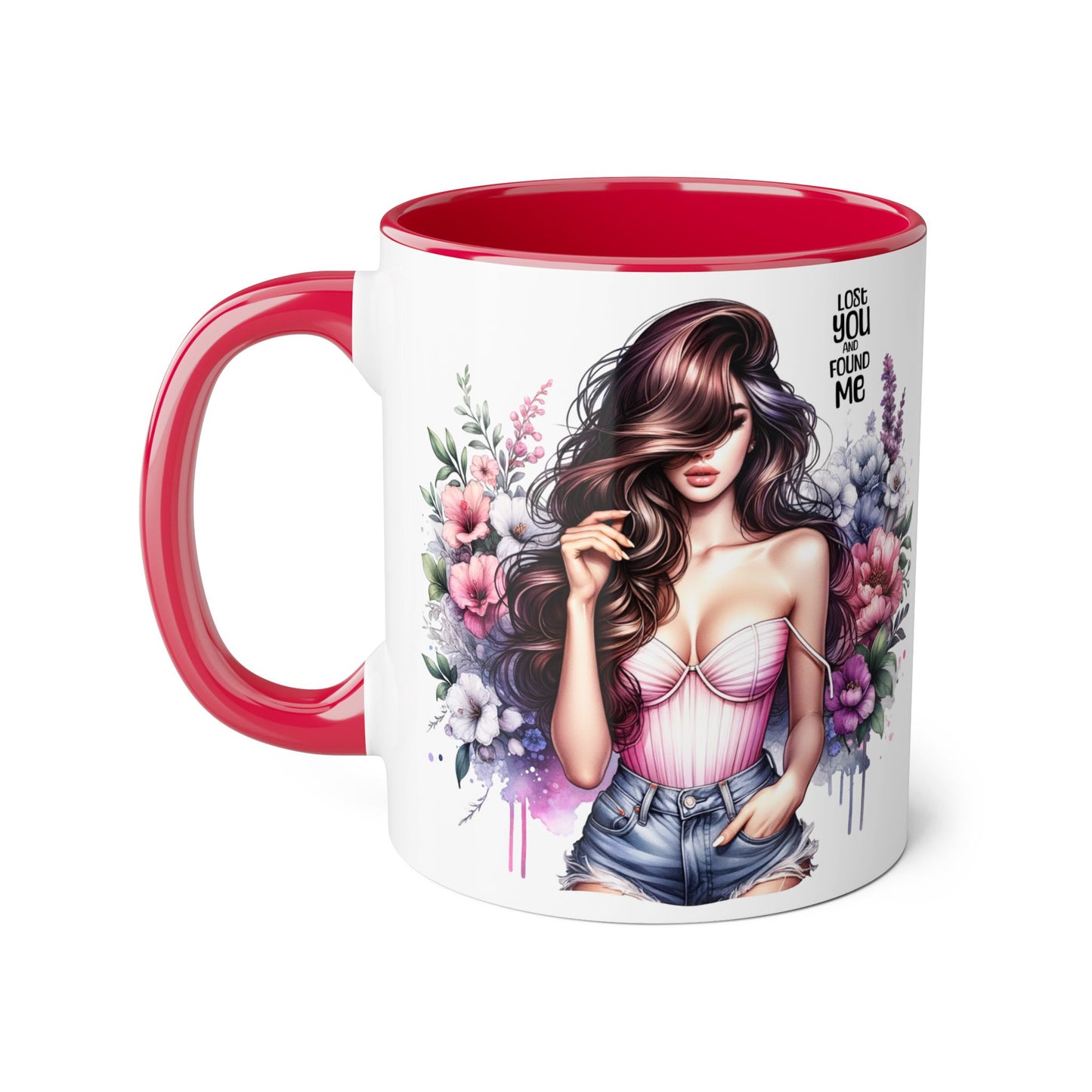 Floral Art Accent Mug - Lost You and Found Me , Coffee Lover Gift, Home Decor, Birthday, Mother's Day, Inspirational Drinkware