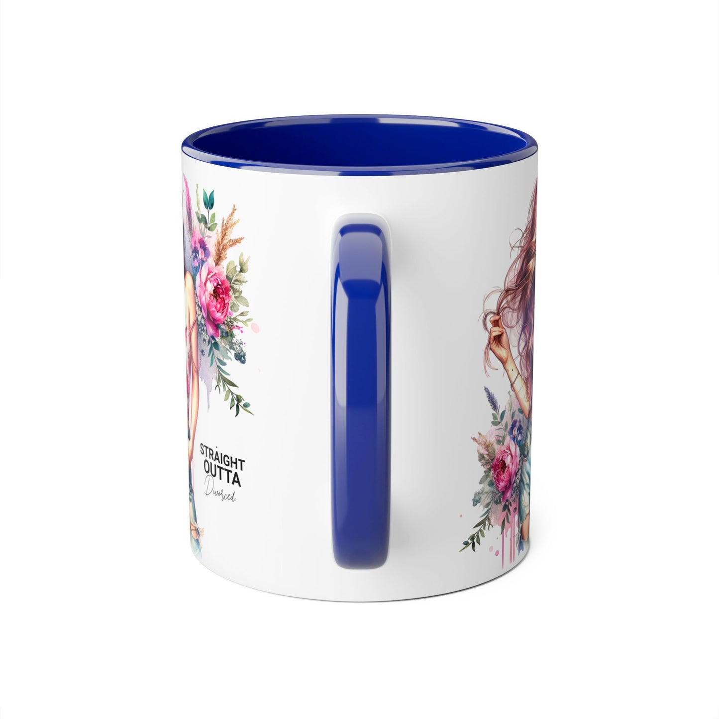 Straight Outta Divorced Humoristic Floral Accent Mug - Inspiring Gift for Friends, Unique Coffee Cup, Perfect for Birthdays, Home Decor, Coffee Lovers