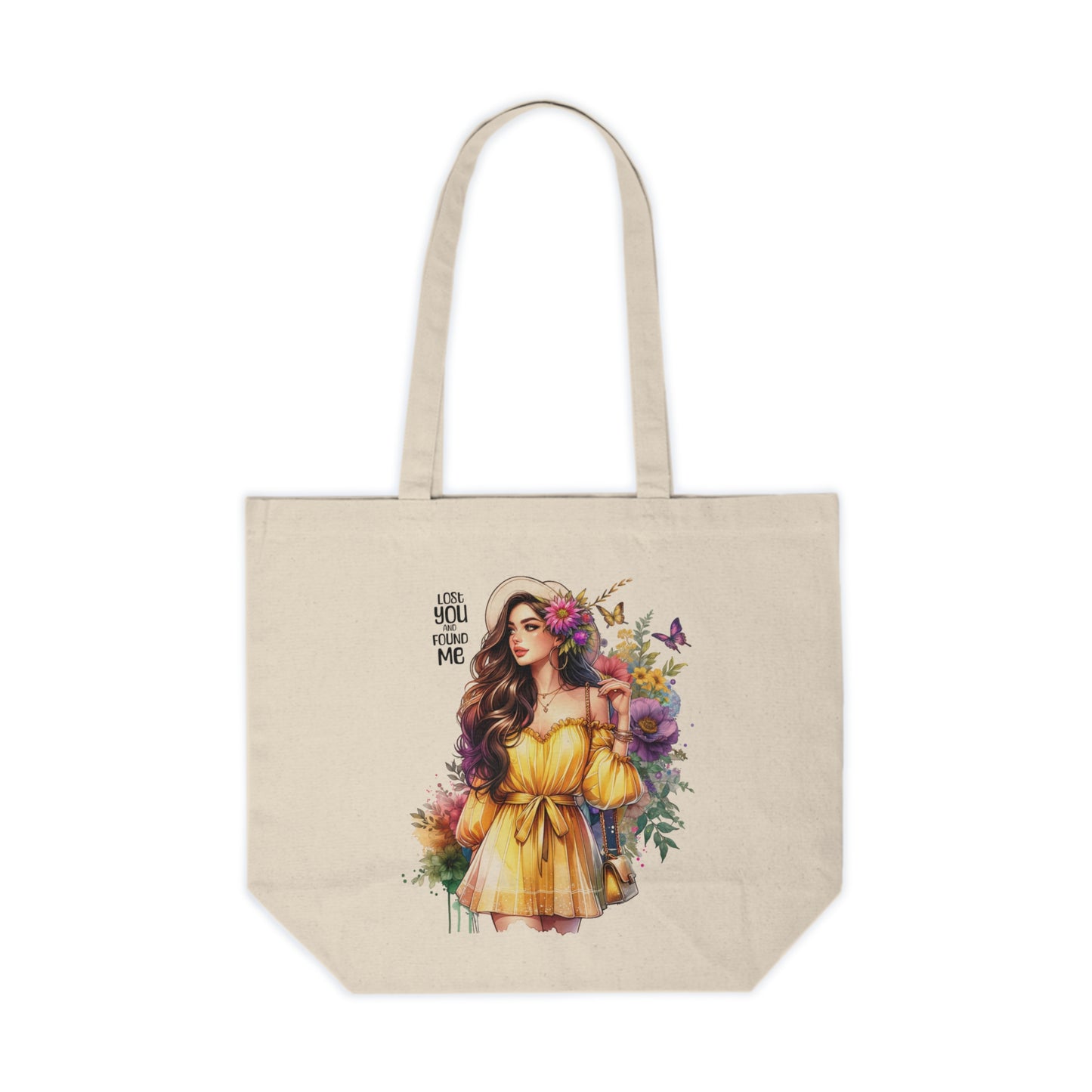 Lost You and Found Me Bohemian Floral Canvas Shopping Tote - Ideal for Eco-Friendly Shopping, Summer Picnics, Beach Days, or Gift Giving