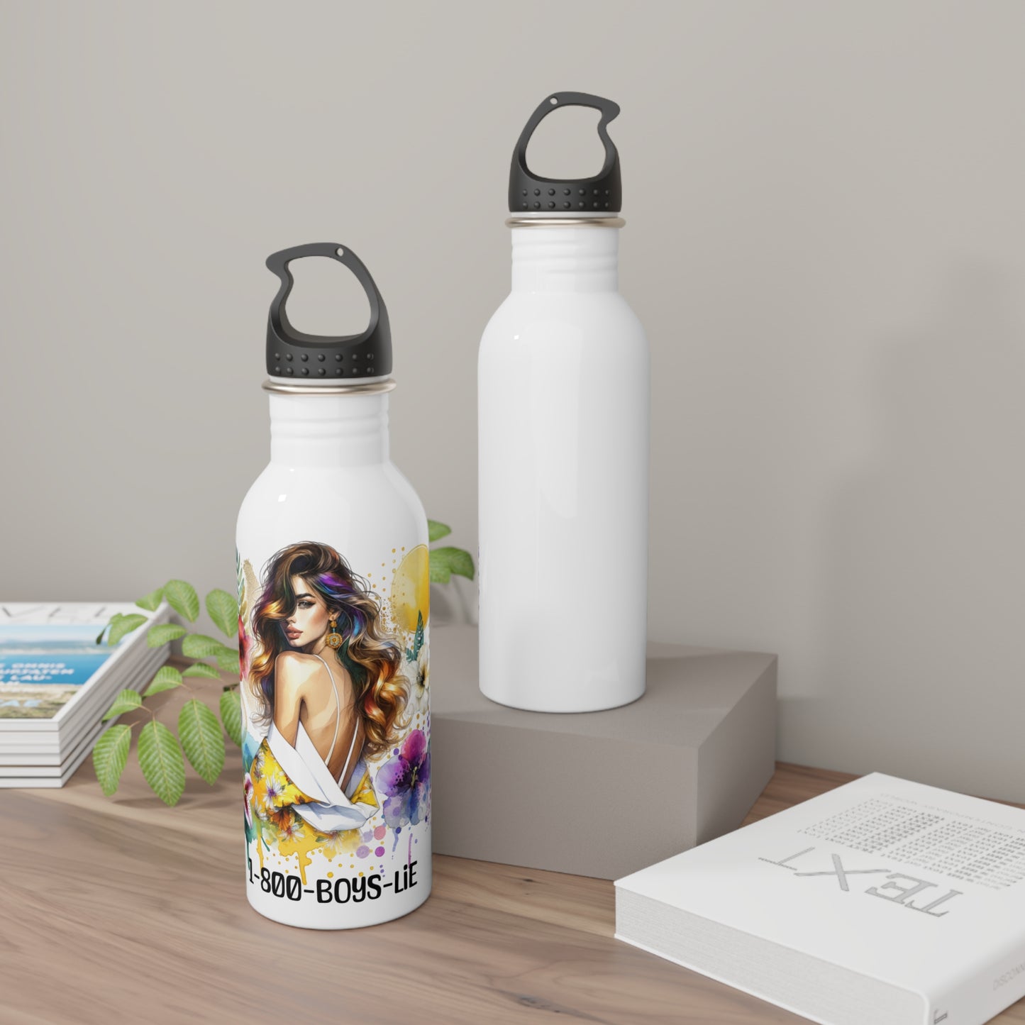 1-800-Boys-Lie Floral Water Bottle with Chic Design, Perfect for Fitness, Gift Ideas, Eco-Friendly Hydration, Personal Water Container, Stylish Drinkware