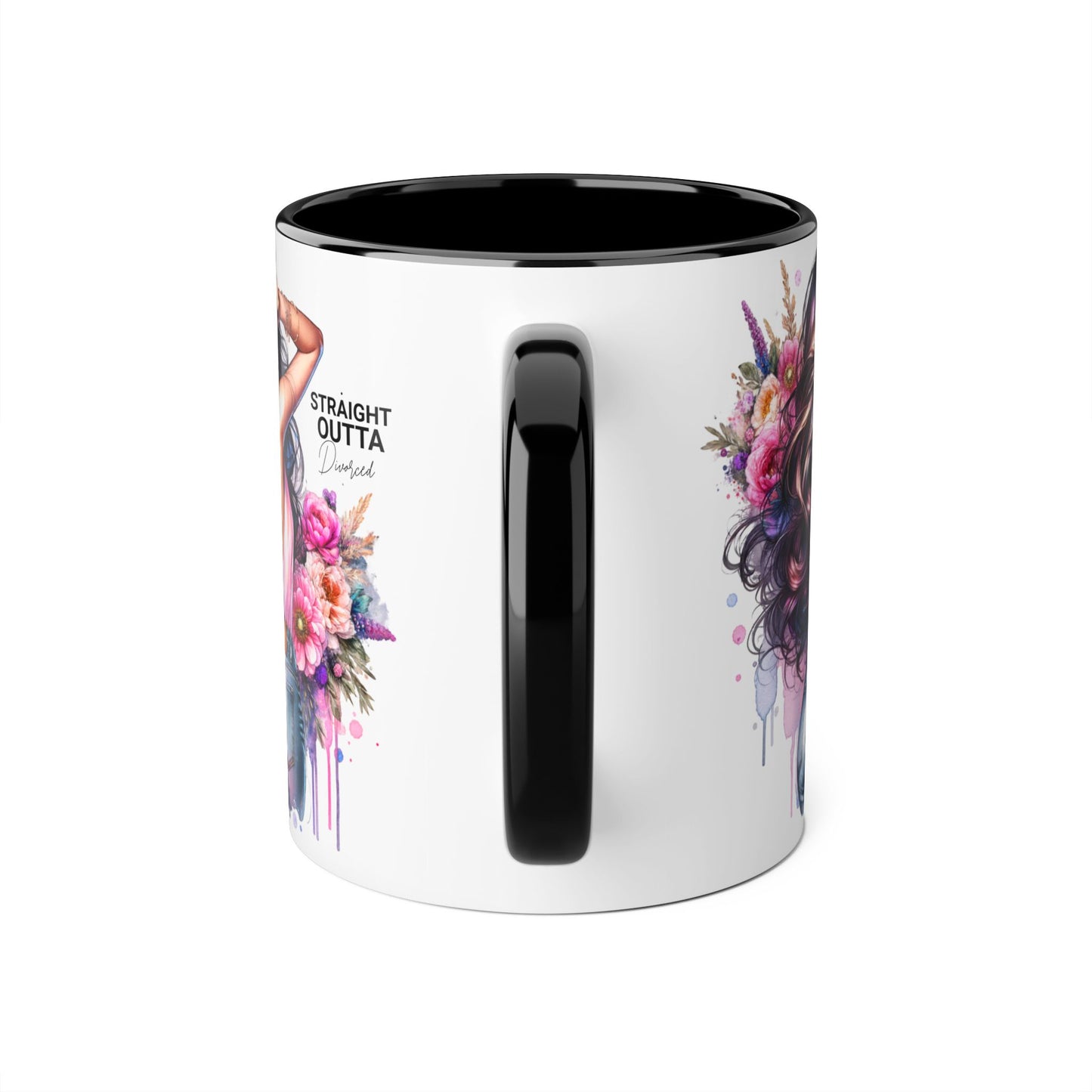 Straight Outta Divorced Humoristic Floral Art Accent Mug - Perfect for Coffee Lovers, Gift for Her, Home Decor, Inspirational, Mother's Day