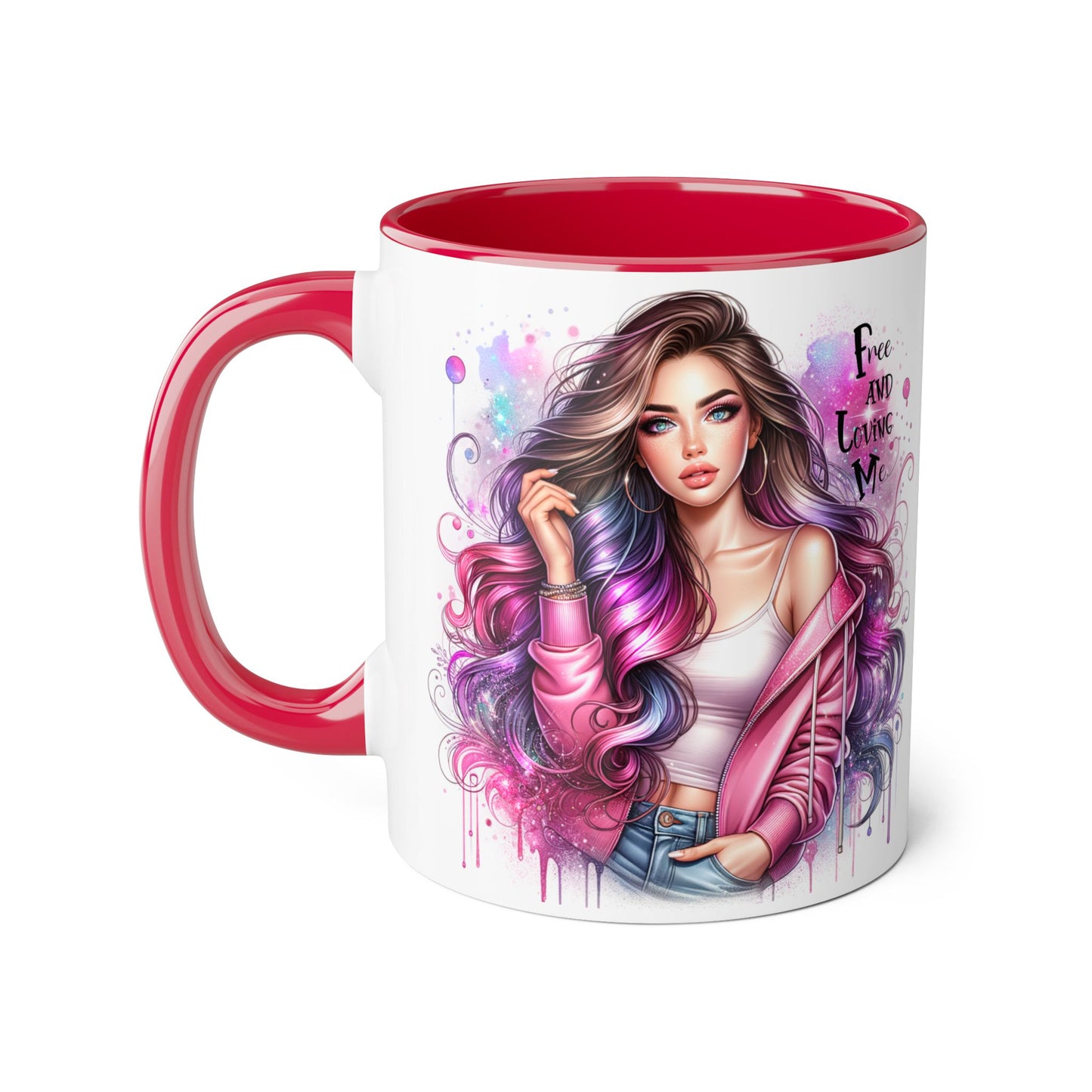 Colorful Motivational Accent Mug - "Free and Loving Me" - Self-Care Gift, Inspirational Drinkware, Artistic Coffee Cup, Unique Present, [...]