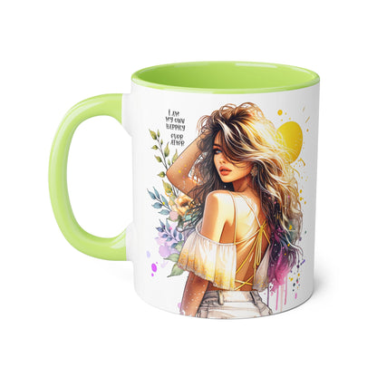 Inspirational Floral Accent Mug - "I Am My Own Happily Ever After " - 11oz