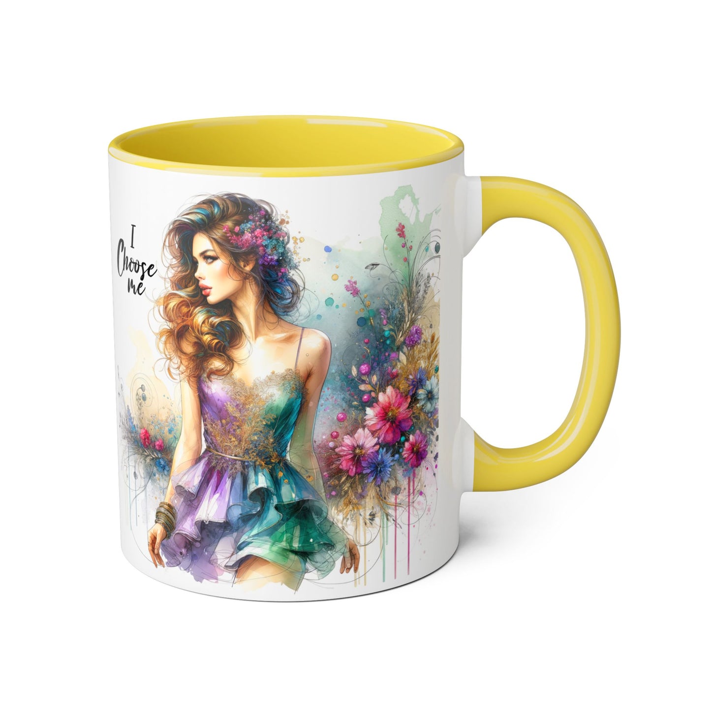 I Choose Me Empowerment Accent Mug - I Choose Me, Inspirational Coffee Cup, Self-Love Gift, Women’s Empowerment, Floral Décor, Motivational Drinkware