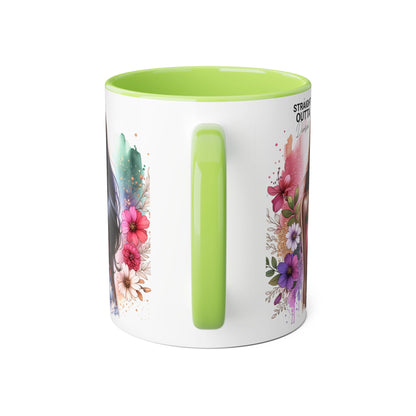 Straight Outta Divorced Humoristic Vibrant Accent Mugs, Gift for Her, Motivational Coffee Mug, Floral Design Mug, Unique Art Mug, Birthday Gift Idea, Home Decor
