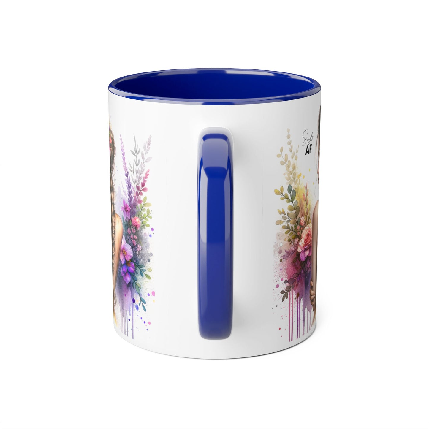 Floral Art Accent Mug, Coffee Cup for Home Decor, Gift for Her, Birthday Present, Inspirational Drinkware