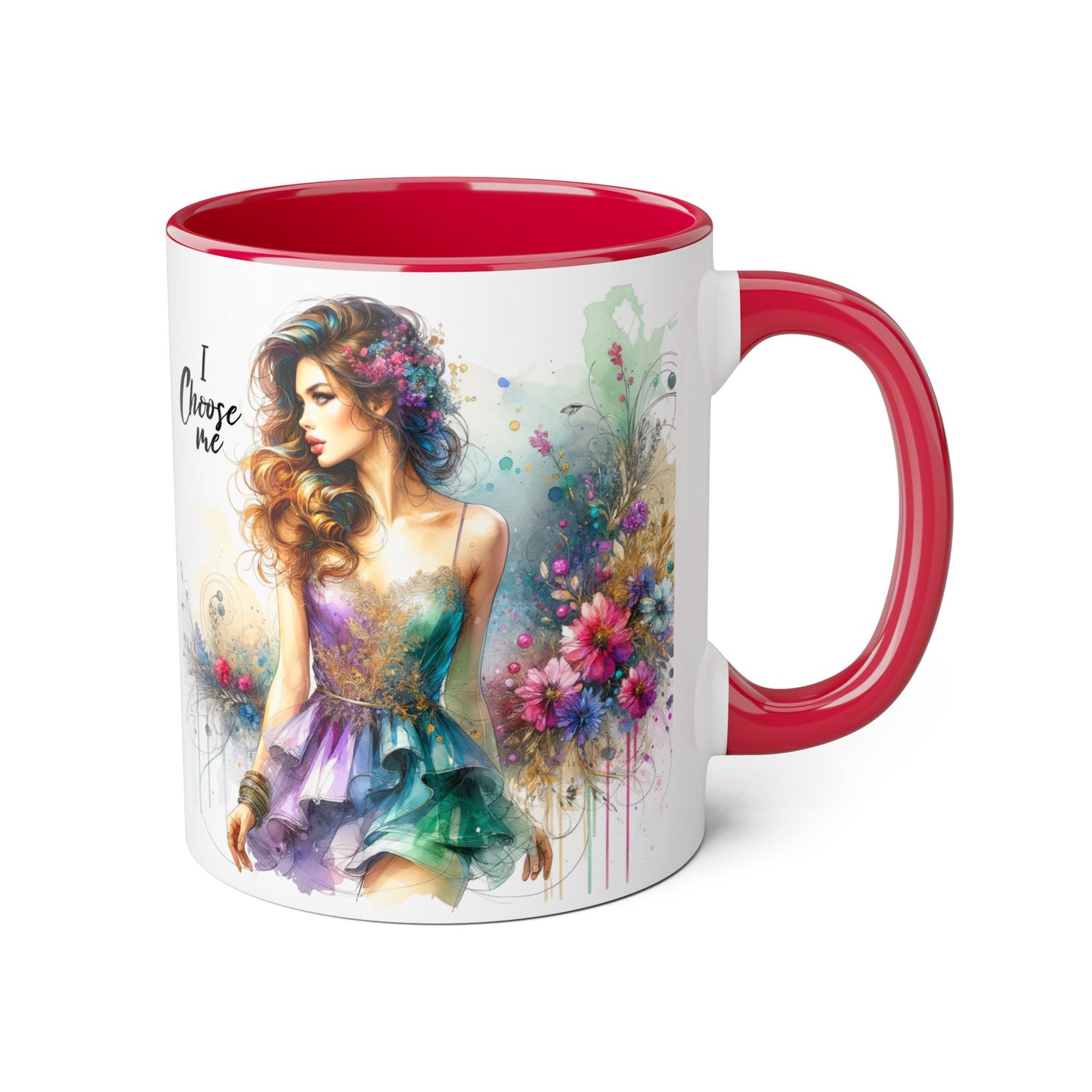 I Choose Me Empowerment Accent Mug - I Choose Me, Inspirational Coffee Cup, Self-Love Gift, Women’s Empowerment, Floral Décor, Motivational Drinkware