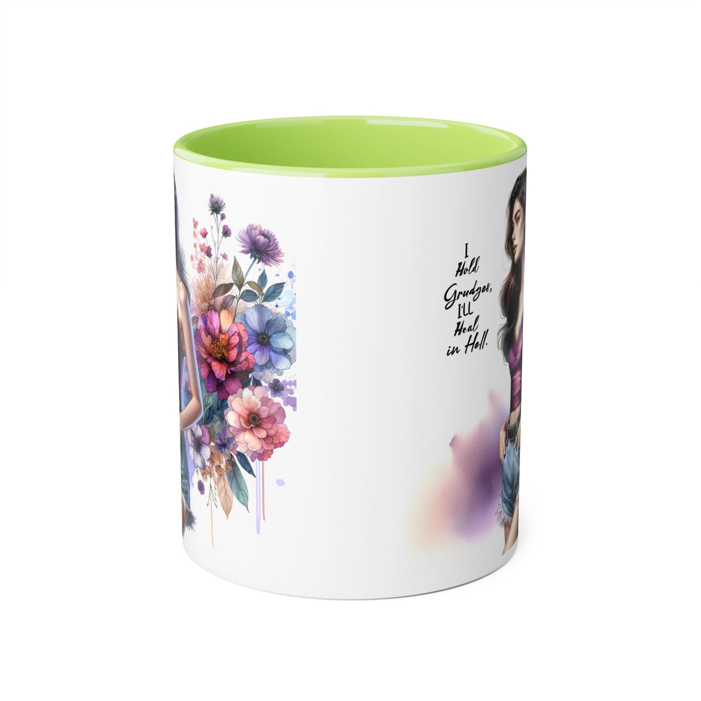 I Hold Grudges, I'll Heal in Hell Boho Floral Accent Mug - Perfect Gift for Grandmas, Coffee Lovers, Home Decor, Birthday, Mother's Day