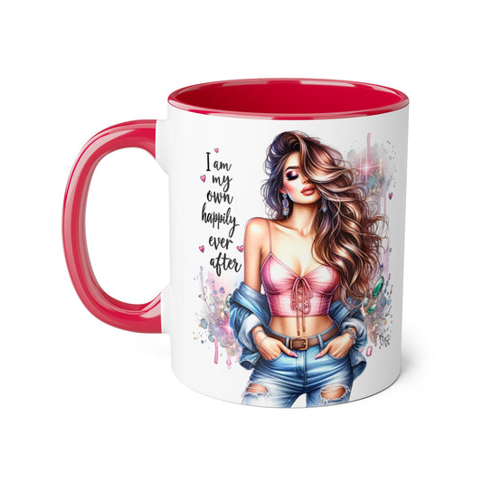 I Am My Own Happily Ever After Empowered Woman Accent Mug, Motivational Gift, Coffee Cup, Self-Love Mug, Feminine Decor, Inspirational Kitchenware