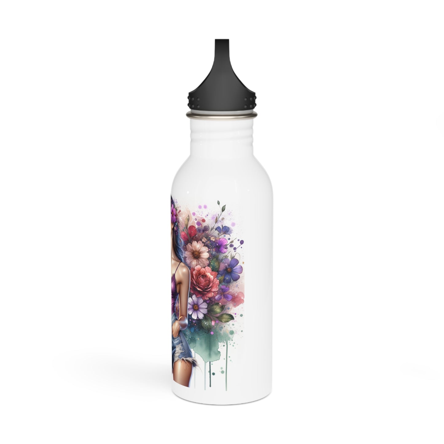 Thank U, Next Stylish Stainless Steel Water Bottle with Floral Art - Perfect for Gifts, Gym, Yoga, Hydration on the Go, Eco-Friendly