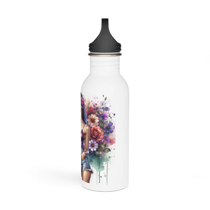 Thank U, Next Stylish Stainless Steel Water Bottle with Floral Art - Perfect for Gifts, Gym, Yoga, Hydration on the Go, Eco-Friendly