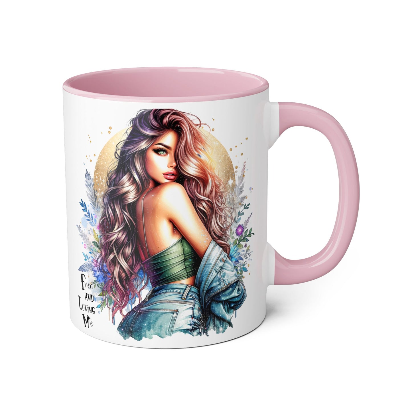 Artistic Accent Mug, Colorful Coffee Cup, Unique Gift for Her, Dreamy Floral Design, Ideal for Birthdays, Self-Care Moments