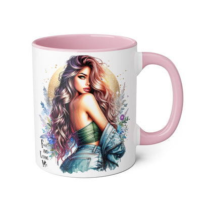 Artistic Accent Mug, Colorful Coffee Cup, Unique Gift for Her, Dreamy Floral Design, Ideal for Birthdays, Self-Care Moments