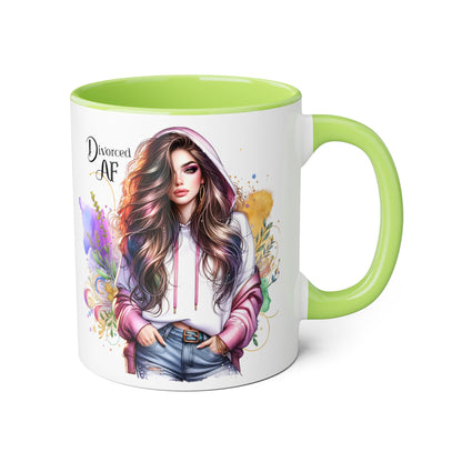 Divorced AF Accent Mug, 11oz - Empowering Coffee Cup for Strong Women, Gift for Divorcee, Self-Care Mug, Celebrate New Beginnings