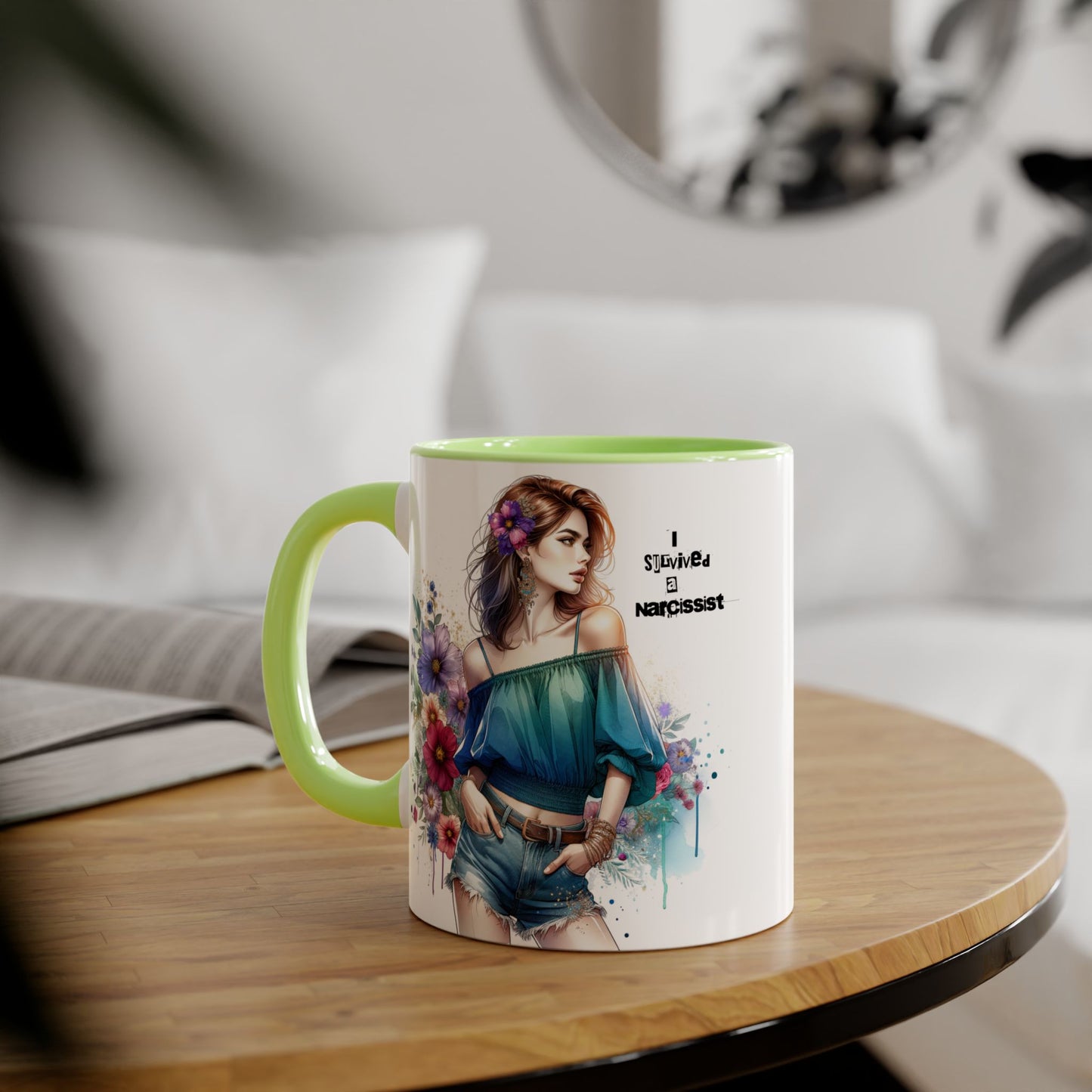 Stylish Floral Accent Mug, Trendy Coffee Cup, Gift for Her, Birthday Mug, Inspirational Drinkware