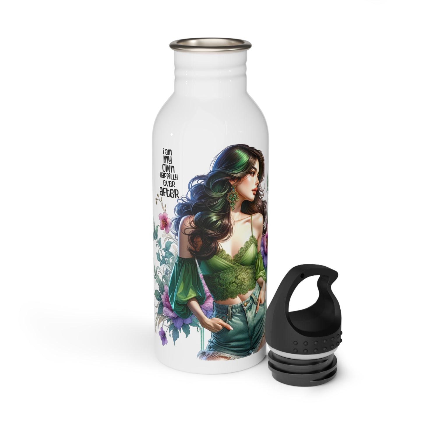I Am My Own Happily Ever After Stylish Stainless Steel Water Bottle, Eco-Friendly Bottle, Floral Water Bottle, Gift for Her, Outdoor Hydration Solution