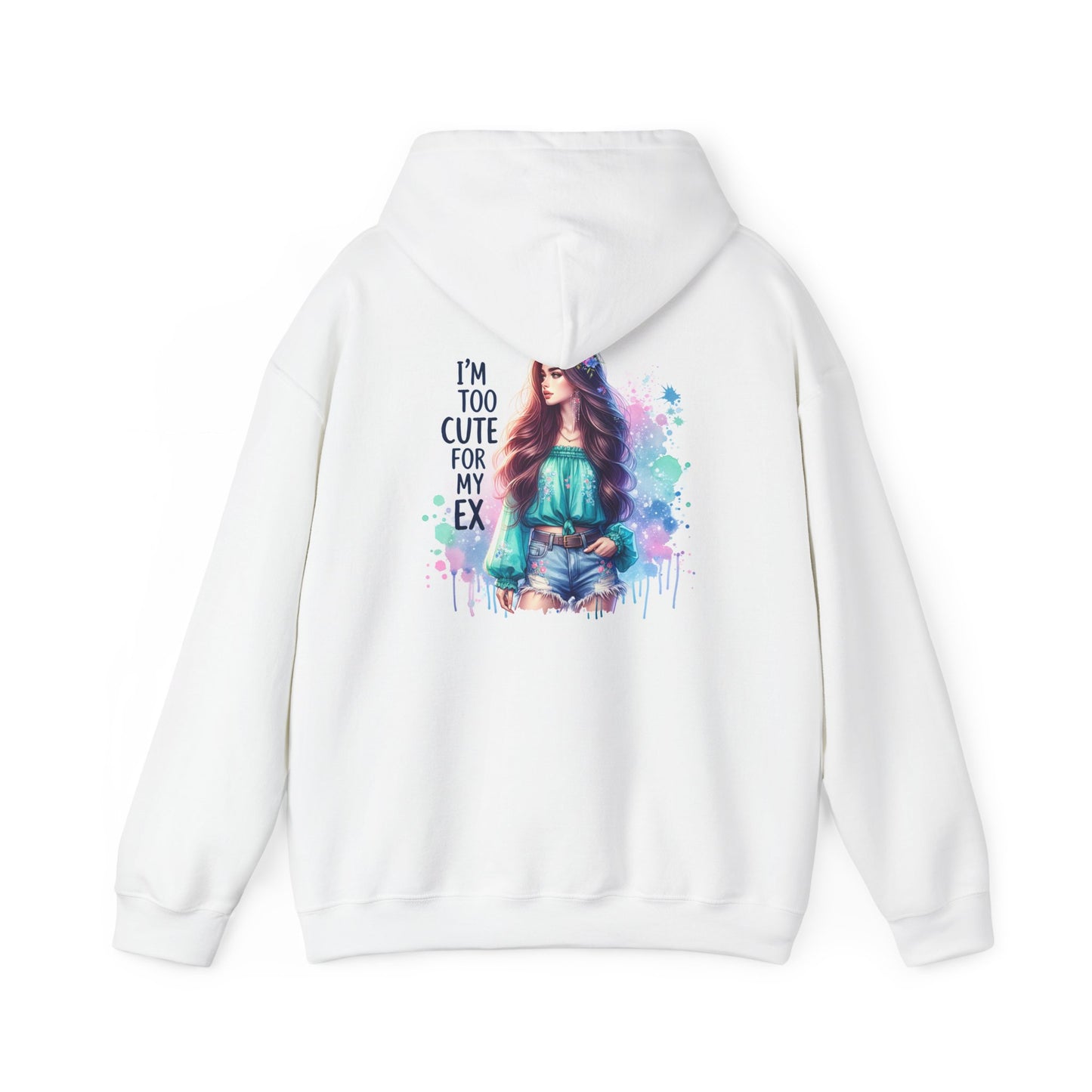 I'm Too Cute For My Ex Hoodie - Trendy Unisex Heavy Blend™ Sweatshirt for Casual Style, Gift for Friends, Streetwear, Lounge Wear, Fun Fashion