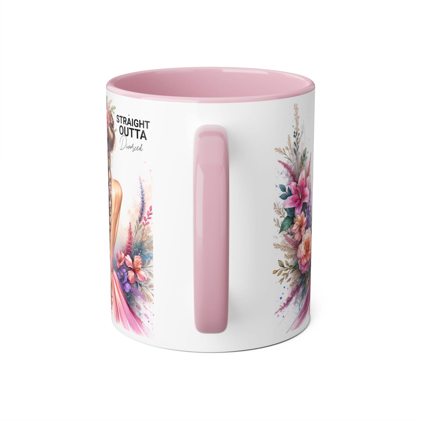 Straight Outta Divorced Humoristic Floral Art Accent Mug - Perfect Gift for Friends, Birthday Celebration, Mother's Day, Coffee Lover, Home Decor