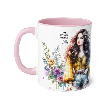 Inspirational Floral Accent Mug - 11oz, 'I Am My Own Happily Ever After '