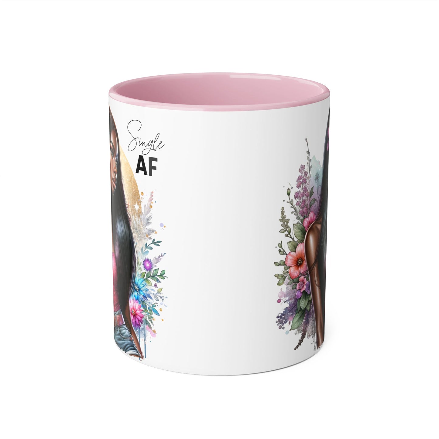 Single AF Stylish Accent Mug, Beautiful Coffee Cup, Unique Gift for Her, Trendy Drinkware, Floral Design Mug, Inspirational Sip