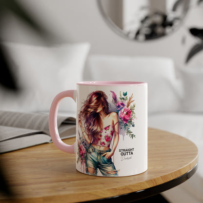 Straight Outta Divorced Humoristic Floral Accent Mug - Inspiring Gift for Friends, Unique Coffee Cup, Perfect for Birthdays, Home Decor, Coffee Lovers