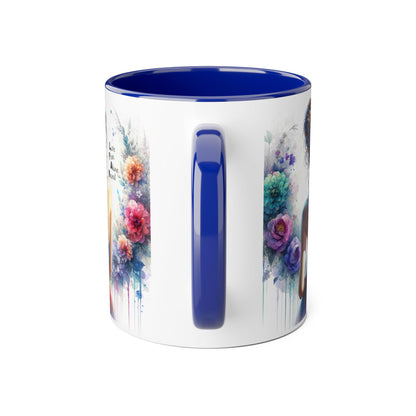 Floral Accent Mug - Vibrant Coffee Cup, Gift for Her, Home Decor, Inspirational Quotes, Art Lover's Mug, Tea Lover's Gift