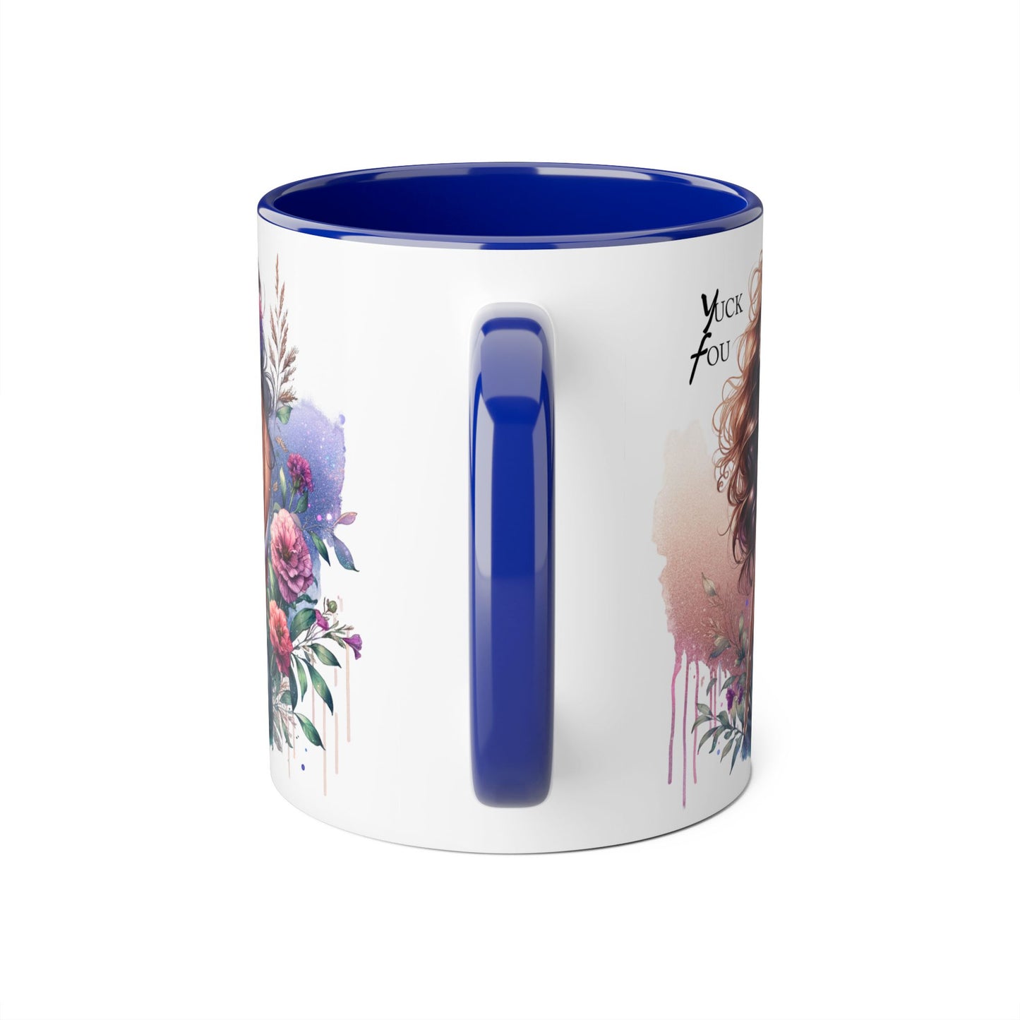 Yuck Fou Feminine Floral Accent Mug, 11oz Coffee Cup, Gift for Her, Inspirational Coffee Mug, Stylish Kitchen Decor, Birthday Gift