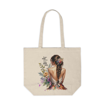 I Don`t Make Mistakes, I Just Date Them Bohemian Floral Canvas Tote Bag, Eco-friendly Shopping Bag, Gift for Her, Beach or Grocery Tote, Unique Art Tote