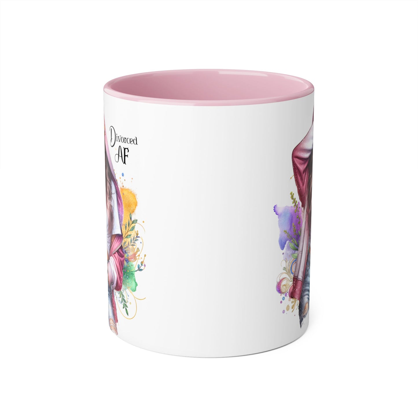 Trendy Accent Mug - 'Divorced AF' Design, Chic Gift for Friends, Coffee Lovers, Inspirational Drinkware, Birthday, Everyday Use