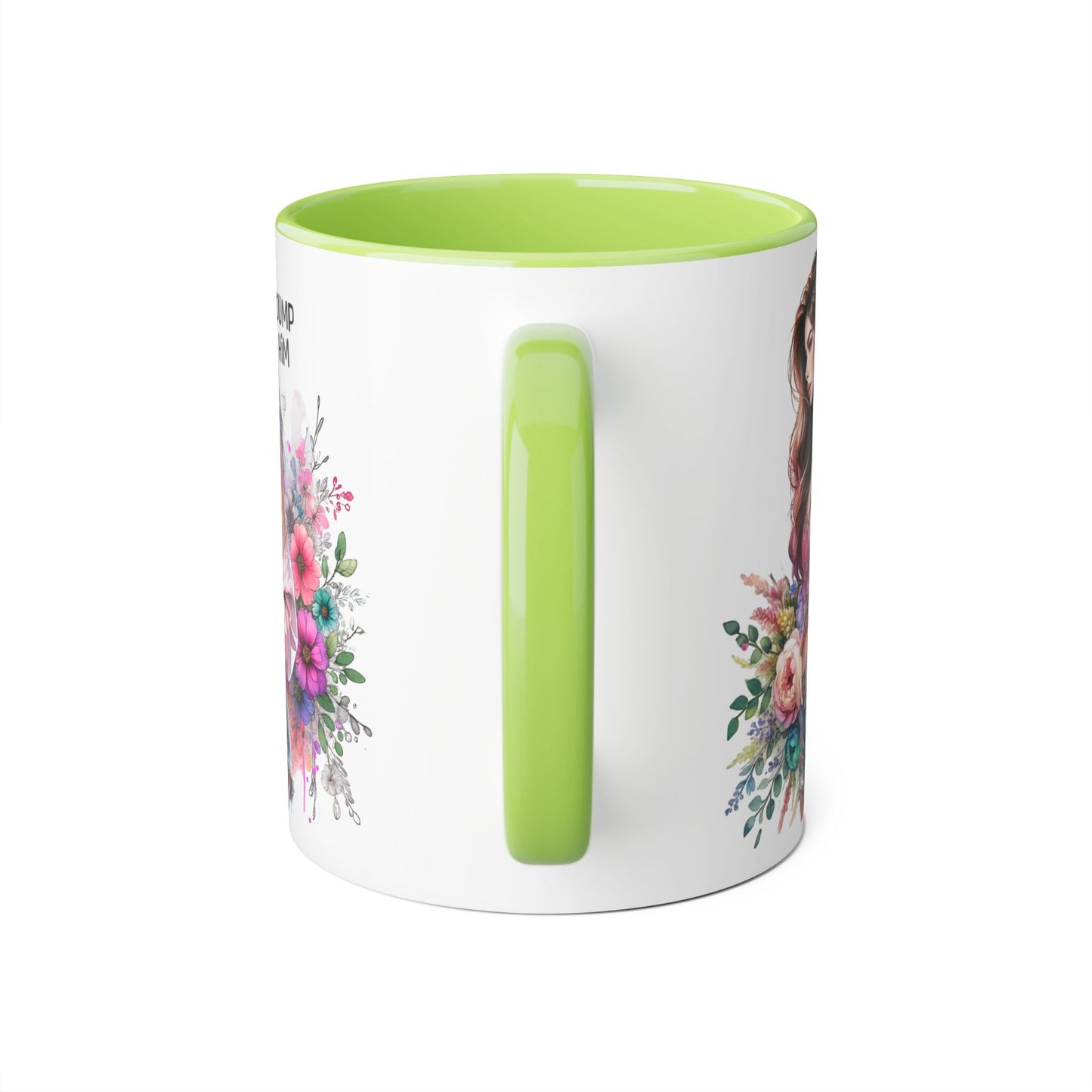 Floral Accent Mug, 11oz Coffee Cup, Gift for Her, Inspirational Mug, Cute Floral Design, Self-Love Coffee Mug