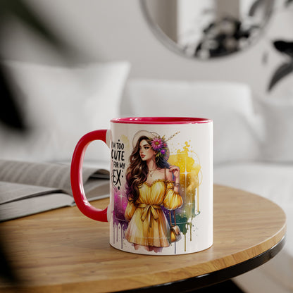 Cute Ex-Related Accent Mugs, 11oz - Quirky Gifts, Funny Coffee Cup, Relationship Humor, Self-Love Mug, Colorful Artwork