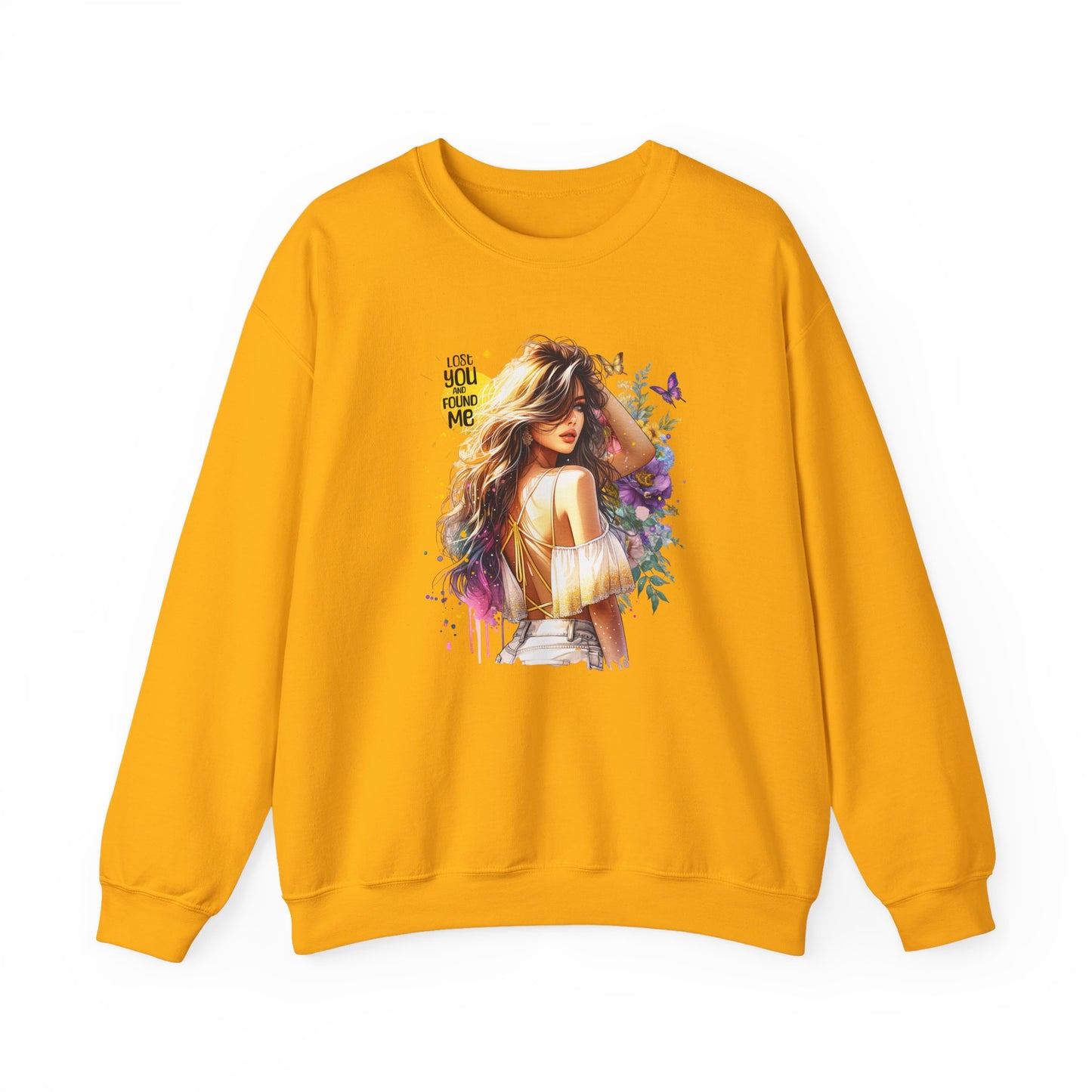 Lost You And Found Me Bohemian-Themed Crewneck Sweatshirt with Floral Design, Cozy Casual Wear, Gift for Her, Everyday Comfort, Family Gatherings, Spring Fashion