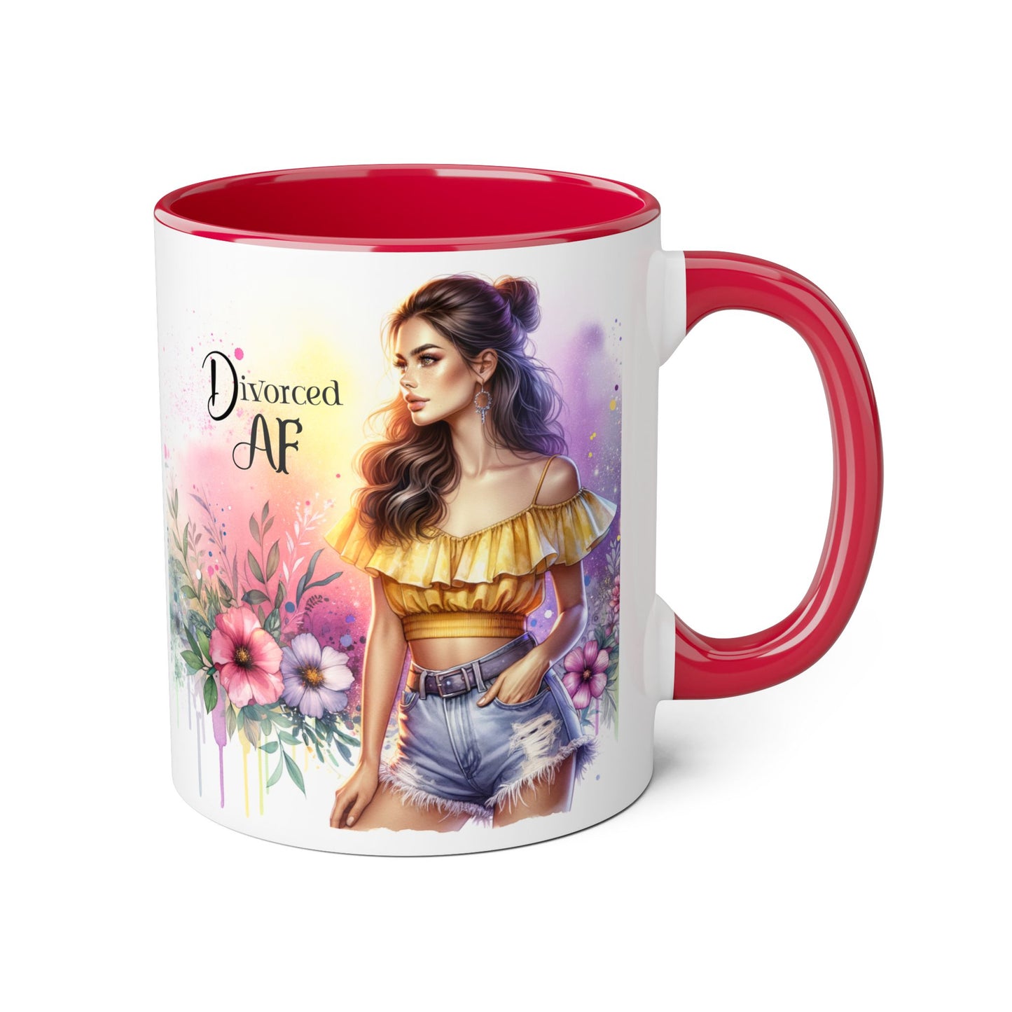 Divorced AF Accent Mug, Floral Coffee Cup, Empowerment Gift, Self-Care Mug, Funny Divorce Coffee Mug, Unique Drinkware