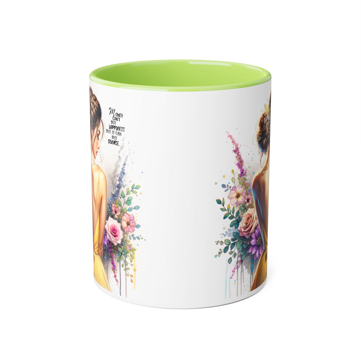 Money Can't Buy Happiness But It Can Buy Divorce Humoristic Elegant Floral Accent Mug, Gift for Her, Coffee Lover, Inspirational Coffee Cup, Birthday Gift Idea, Unique Home Decor