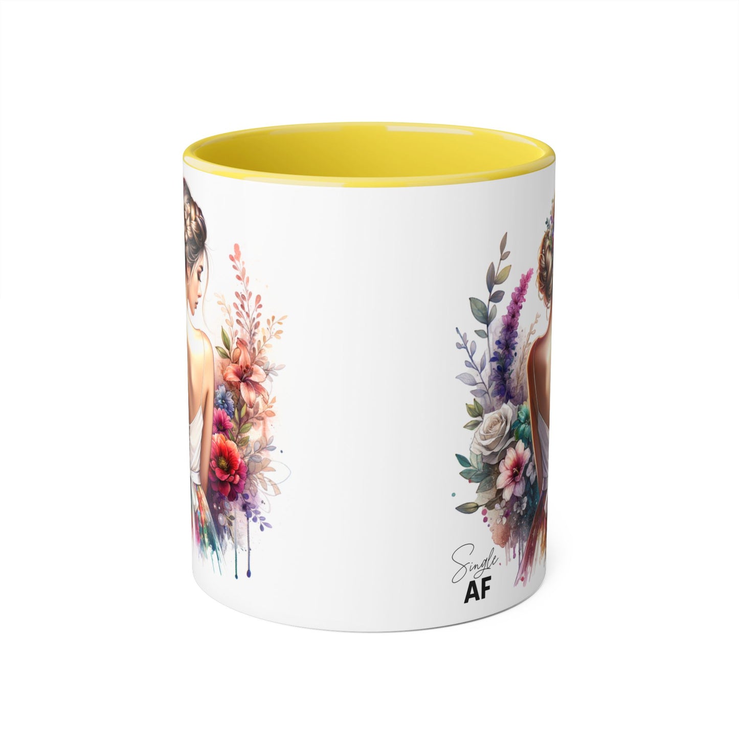 Single AF Floral Elegance Mug, Custom Coffee Cup, Gift for Her, Bridesmaid Present, Artful Design, Home Decor